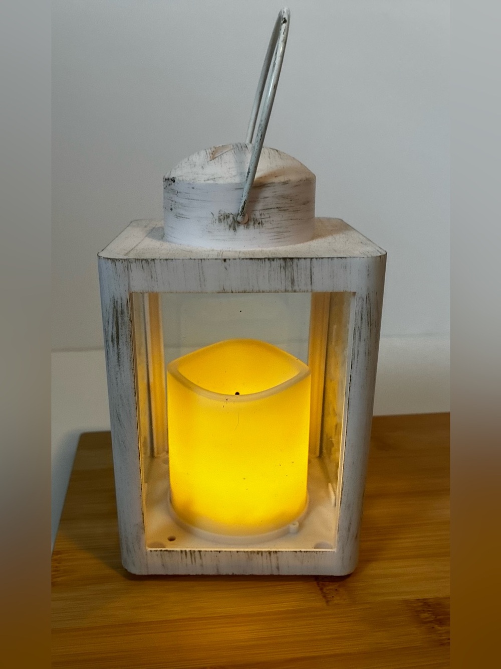Rustic White Washed Snowflake Decorative Lantern - Picture 2 of 6